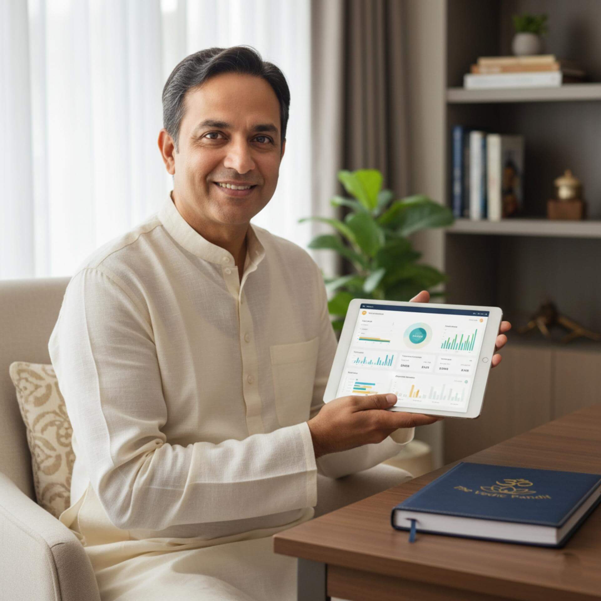 A content pandit managing his work and finances easily